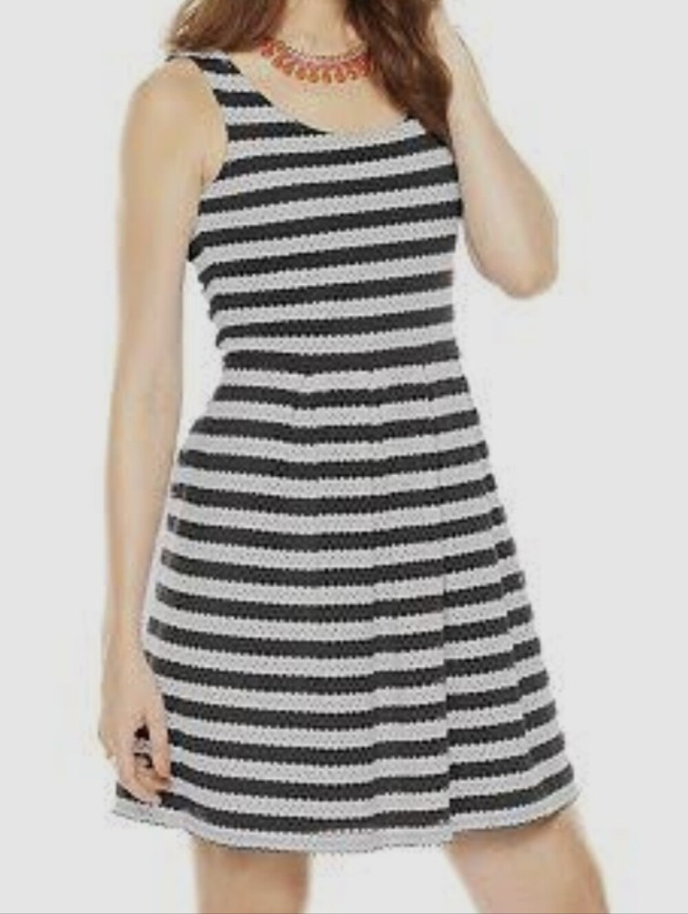Elle Black & White Sleeveless Eyelet Fit-&-Flare Dress - Size 4 - Picture 1 of 8